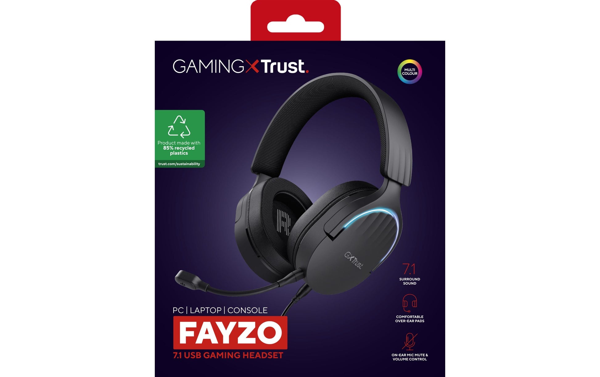 Trust GXT490 FAYZO Gaming-Headset – Over-Ear, Stereo, Kabelgebunden, USB-A, Schwarz