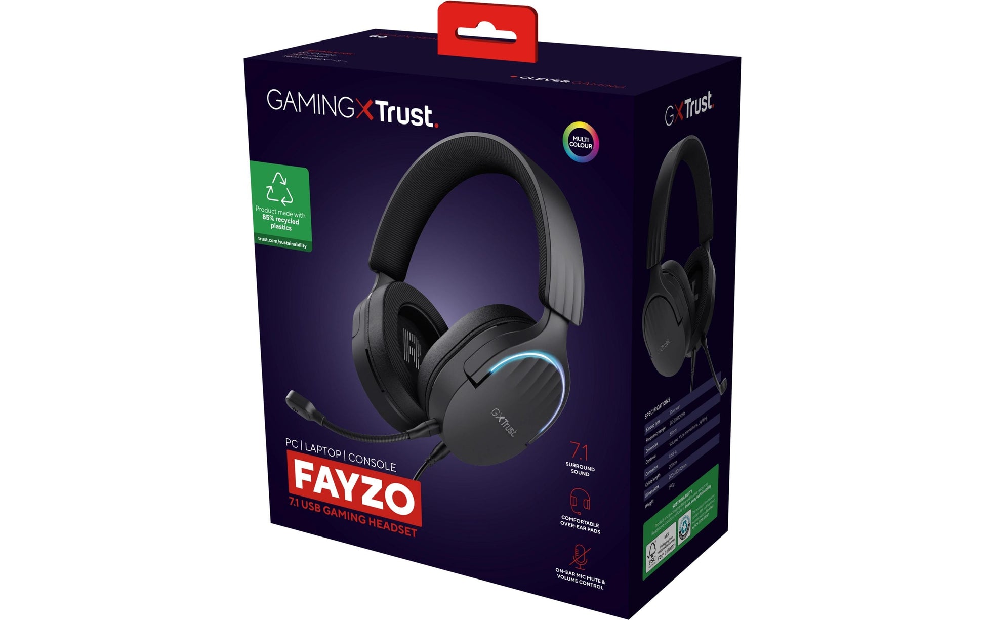 Trust GXT490 FAYZO Gaming-Headset – Over-Ear, Stereo, Kabelgebunden, USB-A, Schwarz