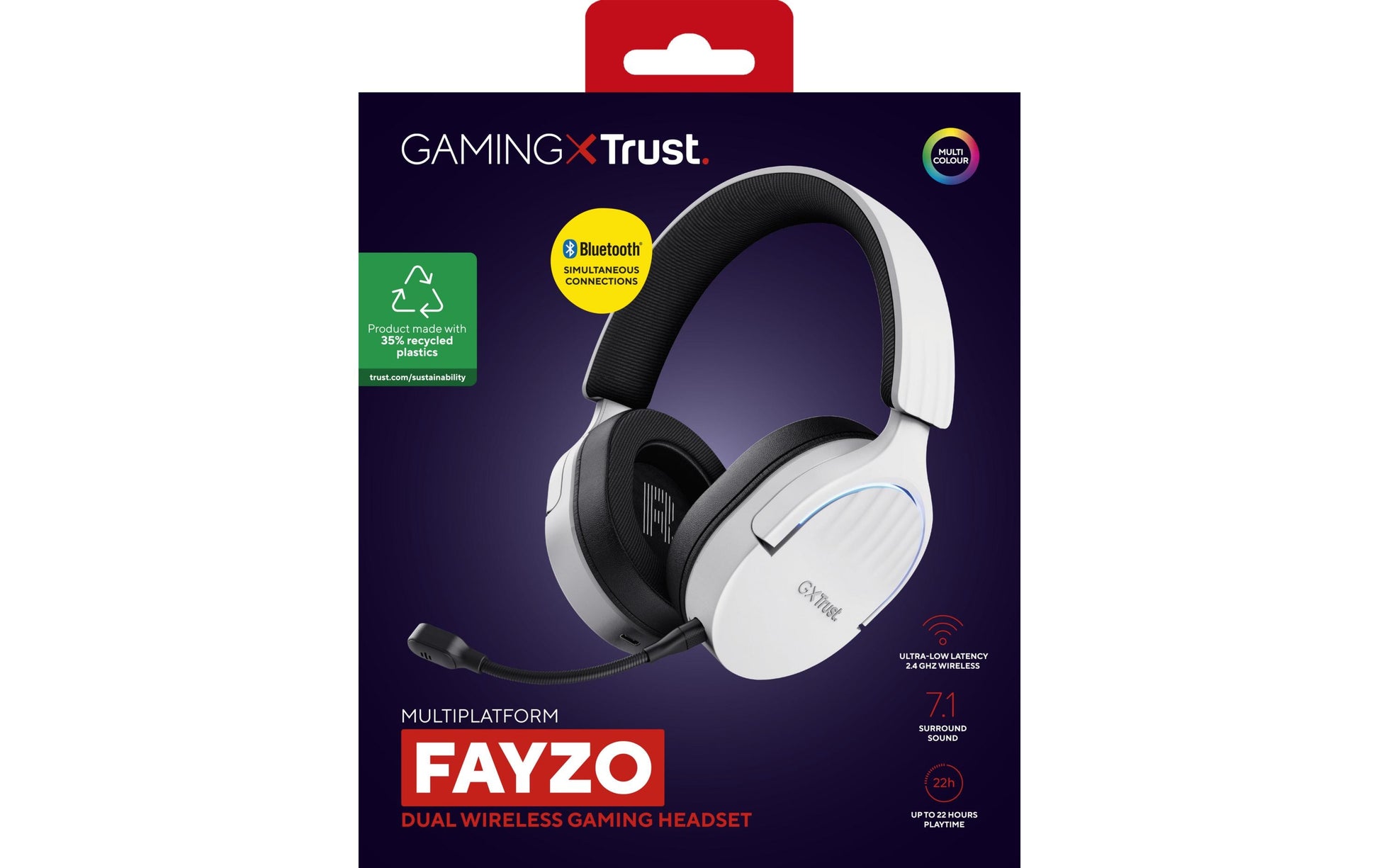 Trust GXT 491W FAYZO – Gaming-Headset – Kabelgebunden, abnehmbares Mikrofon, Surround-Sound – Weiss