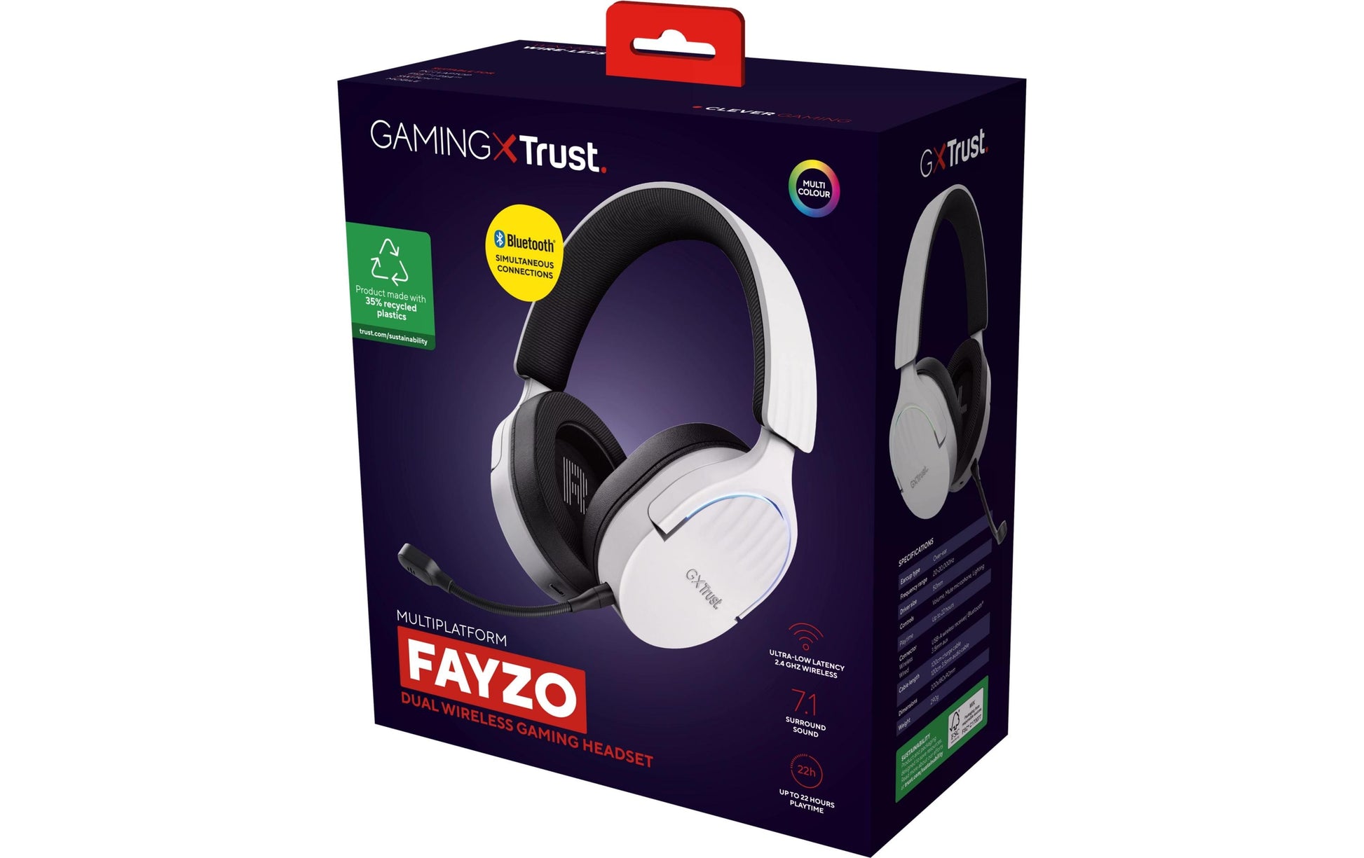Trust GXT 491W FAYZO – Gaming-Headset – Kabelgebunden, abnehmbares Mikrofon, Surround-Sound – Weiss