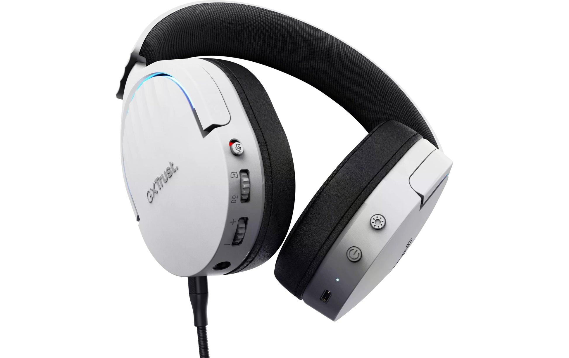 Trust GXT 491W FAYZO – Gaming-Headset – Kabelgebunden, abnehmbares Mikrofon, Surround-Sound – Weiss