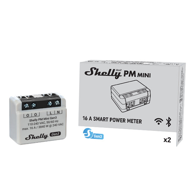 Shelly PM Mini Gen3 – Smart-Steckdose – WLAN, 8 A, Verbrauchsmessung – für Amazon Alexa, Google Assistant