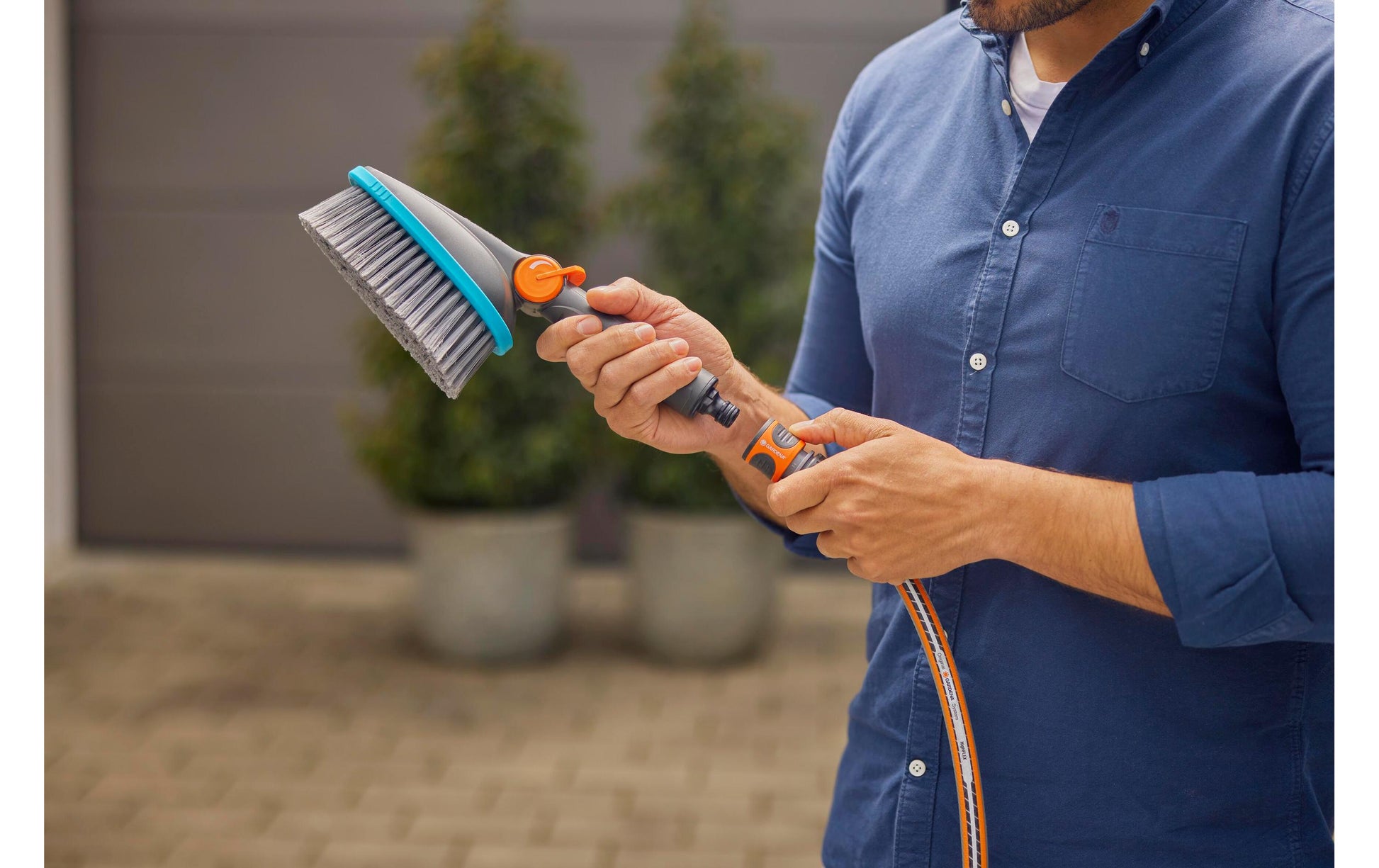 Gardena Scheuerbürste Cleansystem – weich, Kunststoff, 31×8,7×14,5 cm, grün/grau/orange