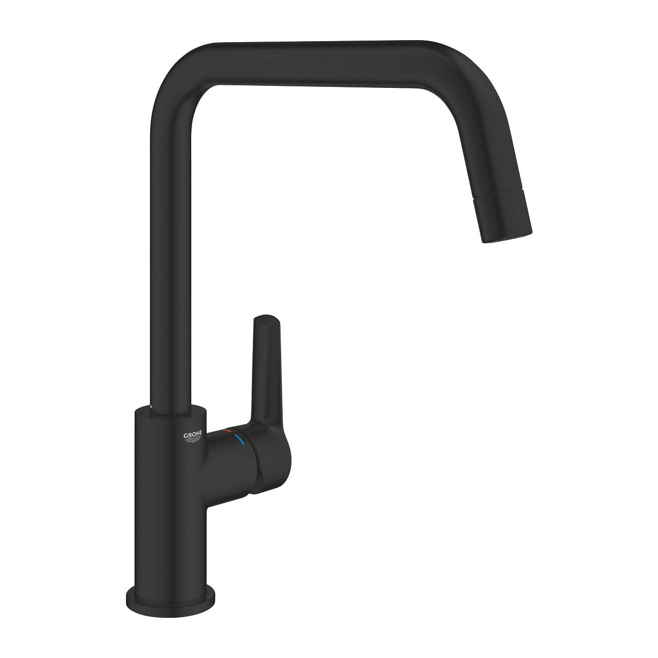 GROHE Start Einhebelmischer – U-Auslauf, Schwarz, Metall, Einlochmontage, Anschluss 3/8"
