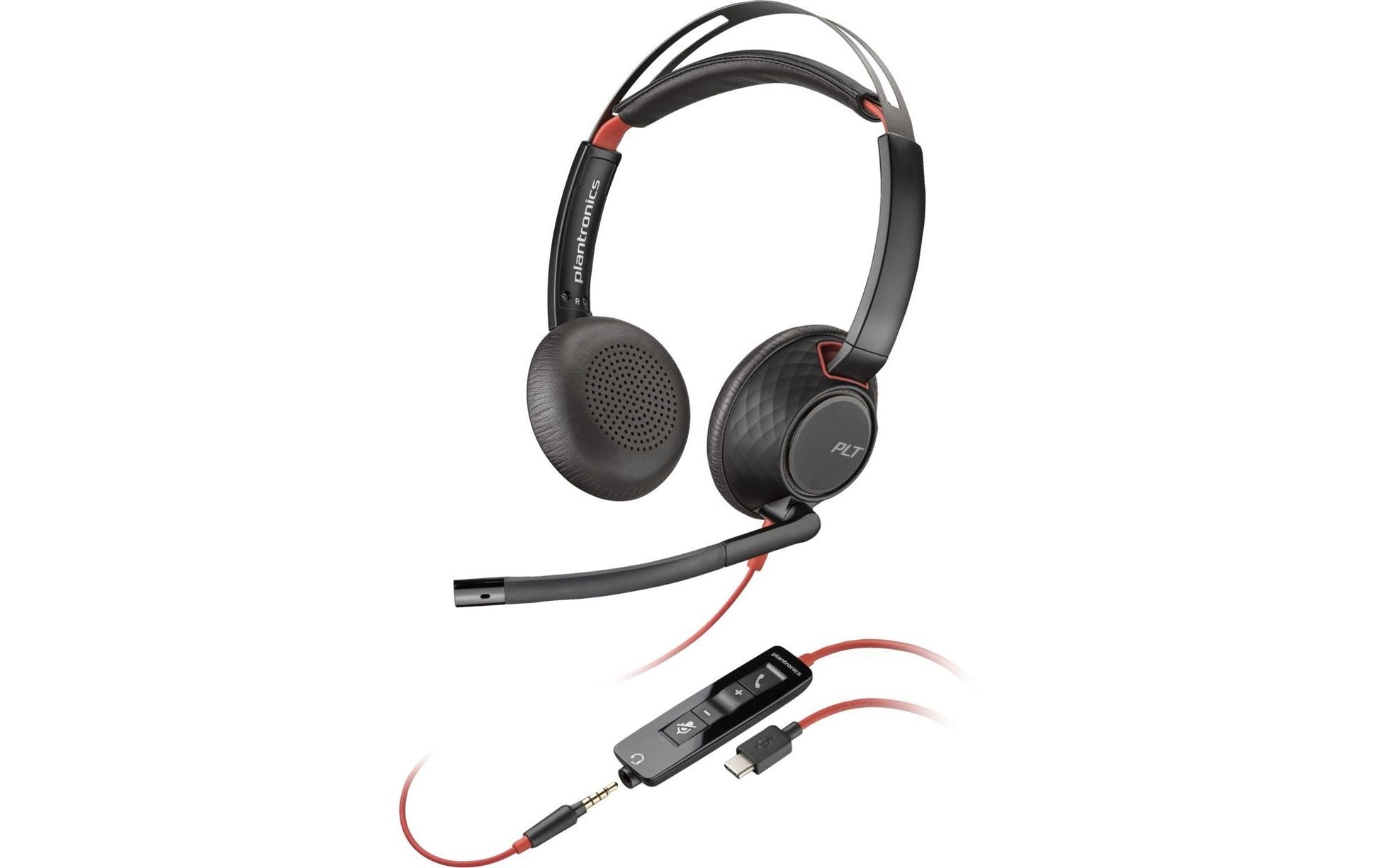 Poly Blackwire 5220 Office-Headset – On-Ear, USB-C & 3,5 mm Klinkenkabel, MS Teams zertifiziert, Schwarz