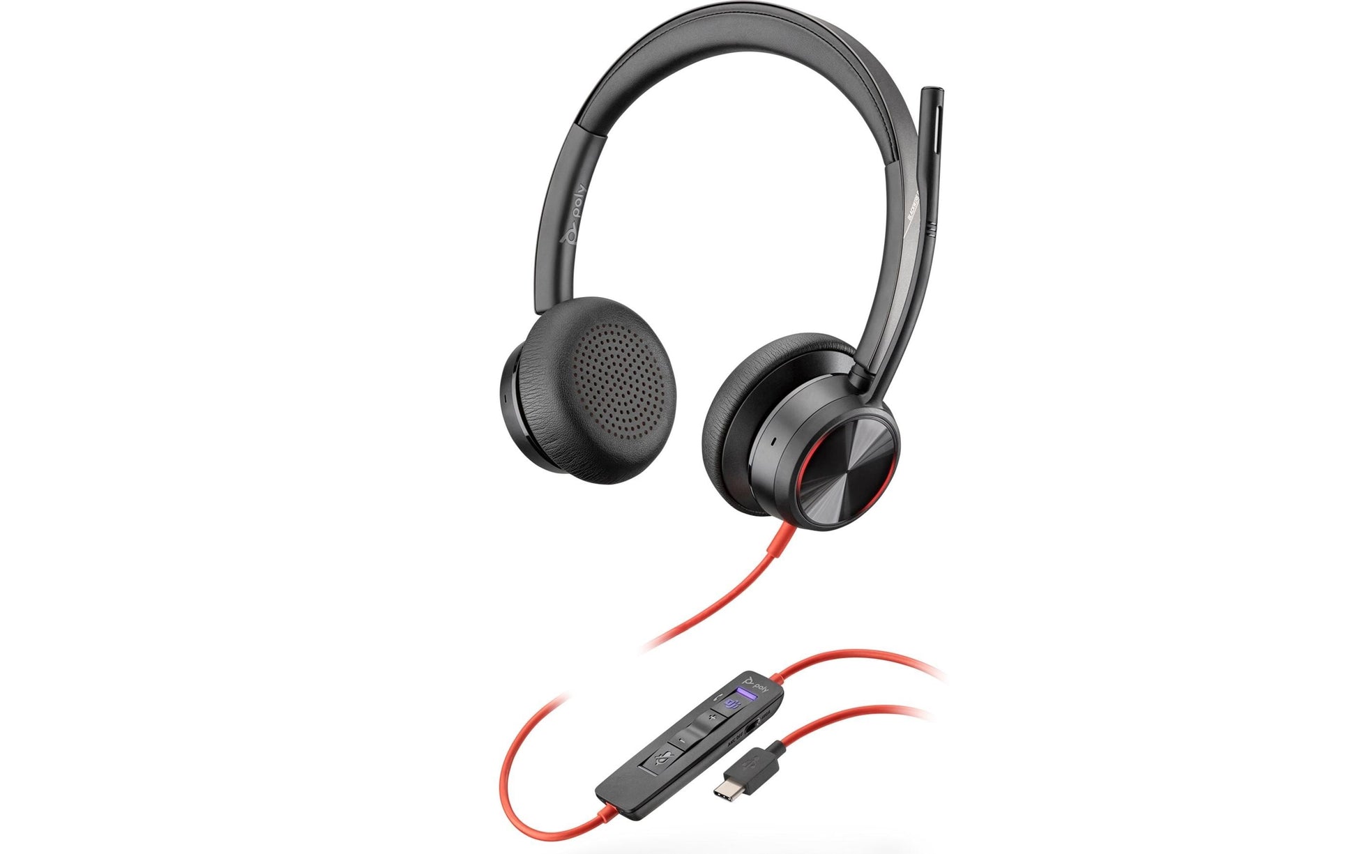 Poly Blackwire 8225 Office-Headset – On-Ear, Stereo, Kabelgebunden, MS Teams zertifiziert, Schwarz