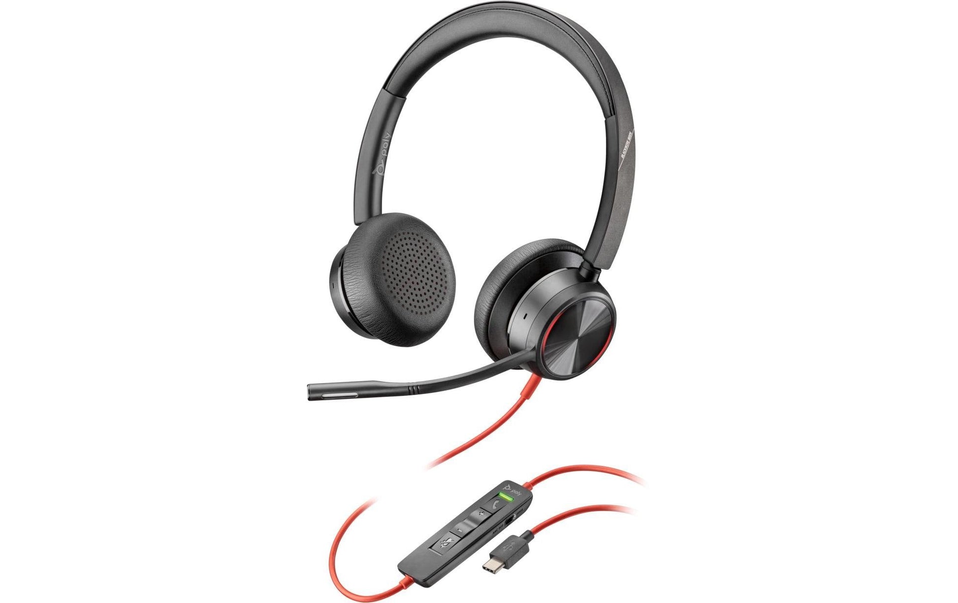 Poly Blackwire 8225 – Duo Headset, On-Ear – USB-C, Boom-Mikrofon – Schwarz – für Windows 10/Mac