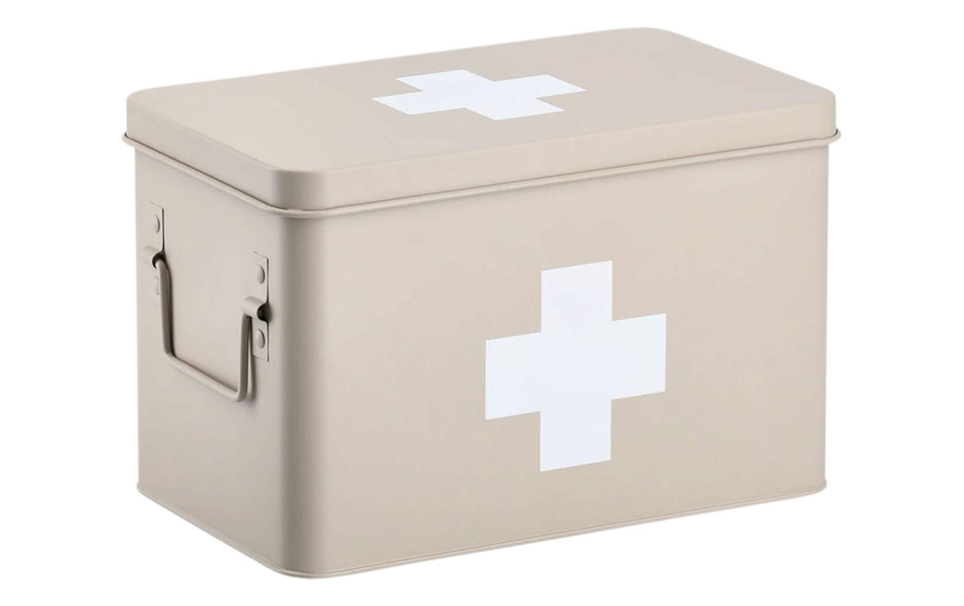 Zeller Present Aufbewahrungsbox (mit Deckel) – Metall – Beige – mit Griff – 195 × 200 × 320 mm