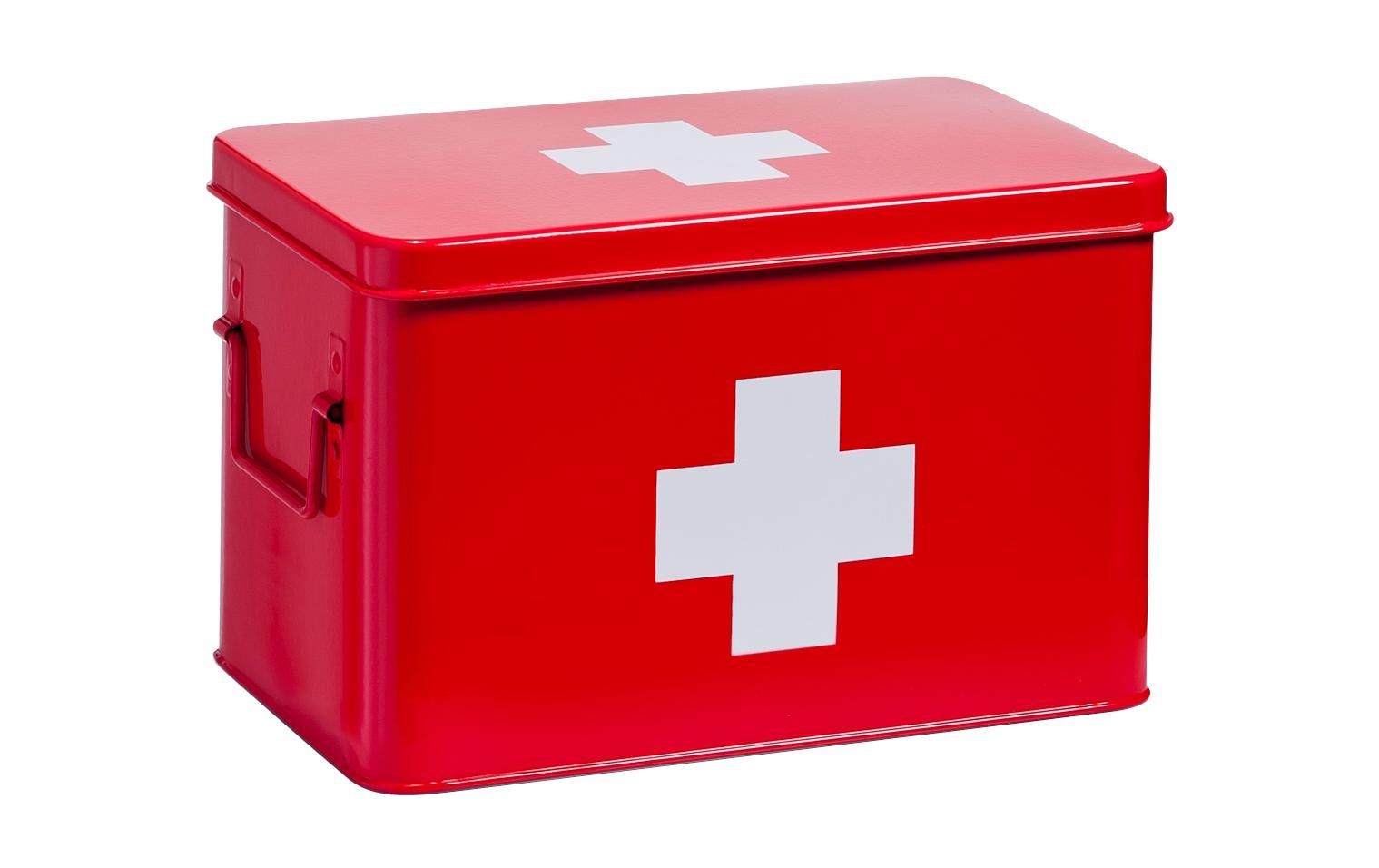 Zeller Present Aufbewahrungsbox (mit Deckel) – Metall – Rot/Weiss – mit Griff, 5 Fächer – 195 × 200 × 320 mm