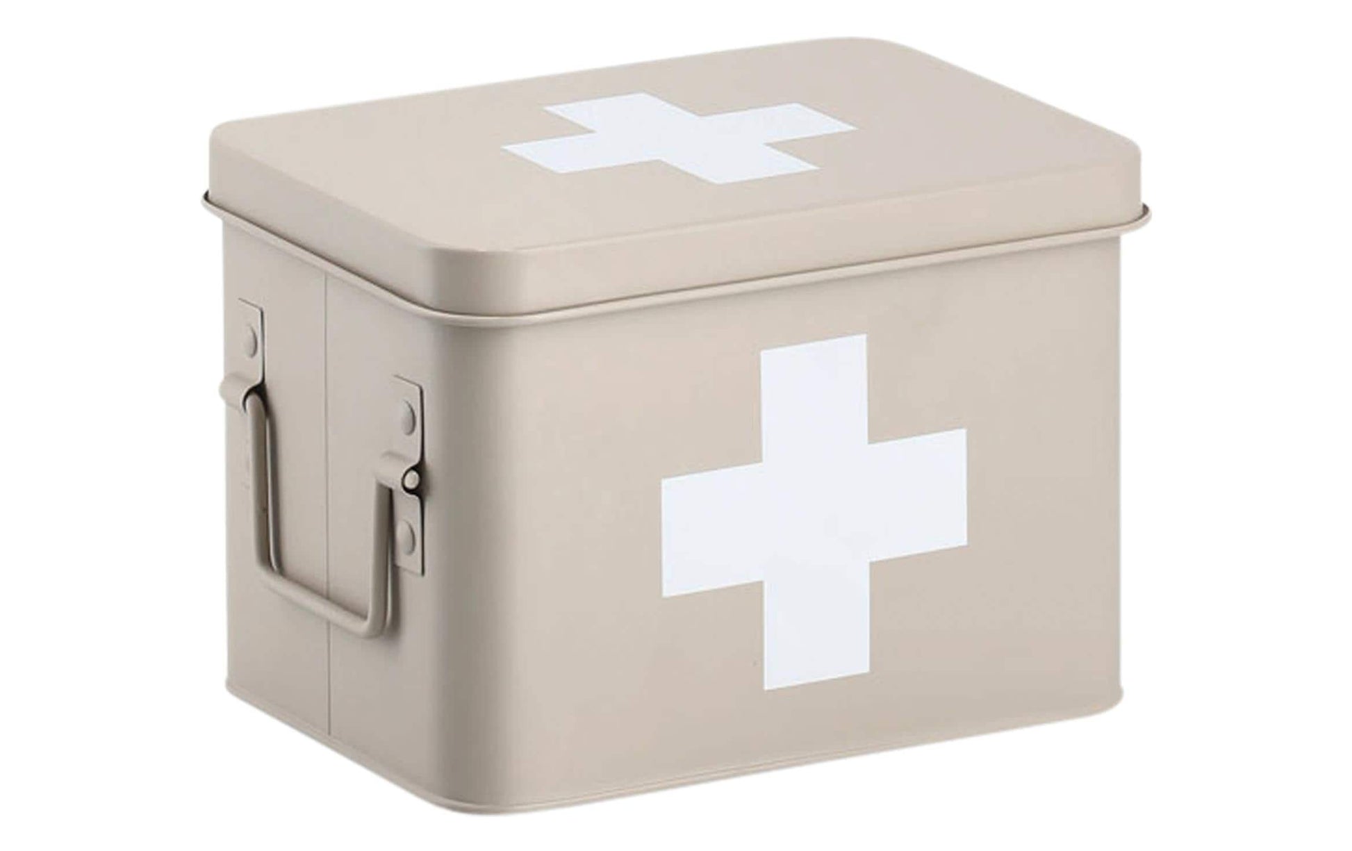 Zeller Present Aufbewahrungsbox (mit Deckel) – Metall – Beige/Weiss – 160 × 160 × 215 mm