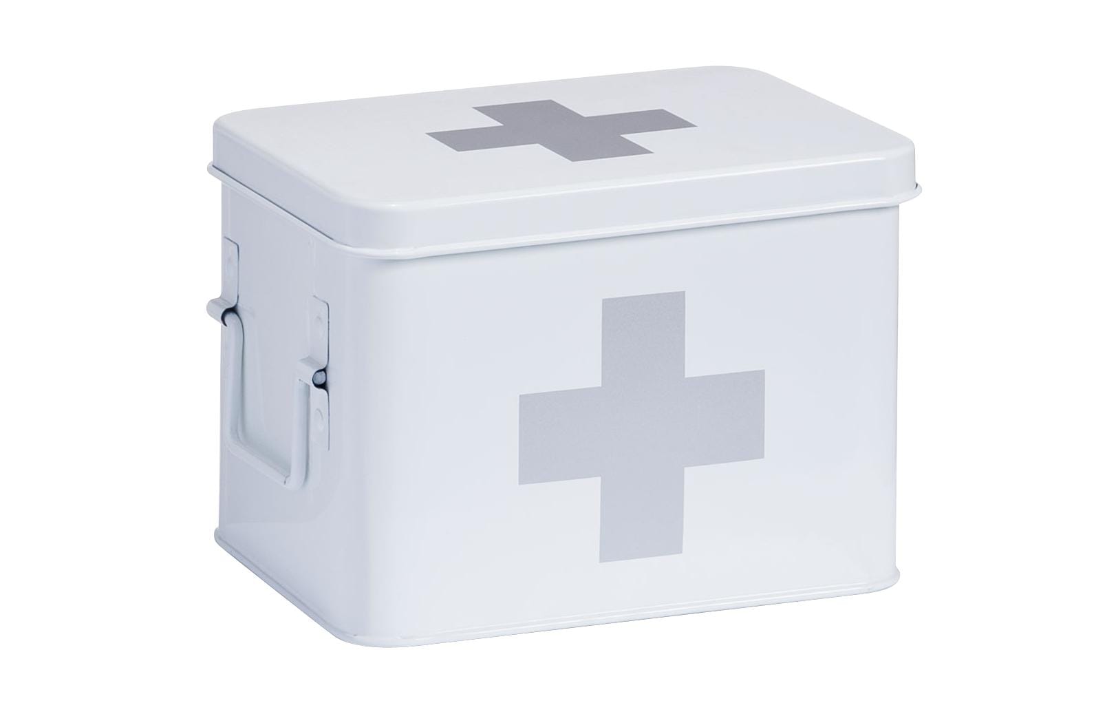 Zeller Present Aufbewahrungsbox (mit Deckel) – Metall – Weiss – 4 Fächer – 160 × 160 × 215 mm