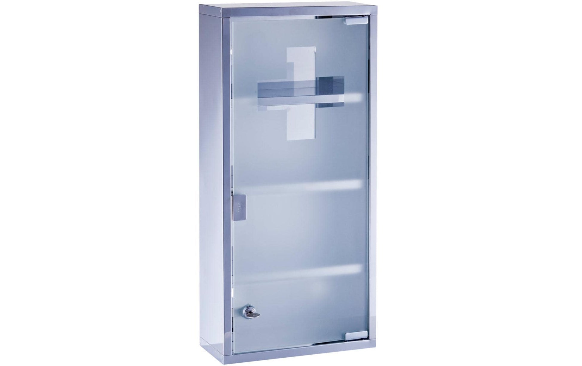 Zeller Present Erste-Hilfe-Schrank, abschliessbar, Edelstahl, 270 × 120 × 570 mm, silber