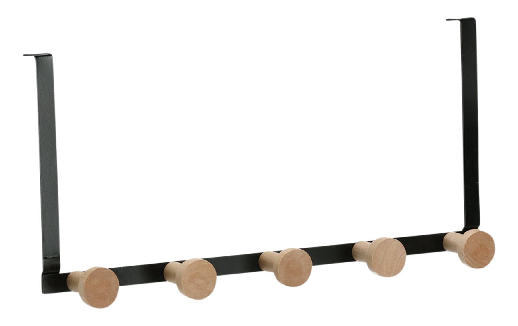 Zeller Present Wandgarderobe 5 Haken – Holz – schwarz – 375 × 90 × 80 mm