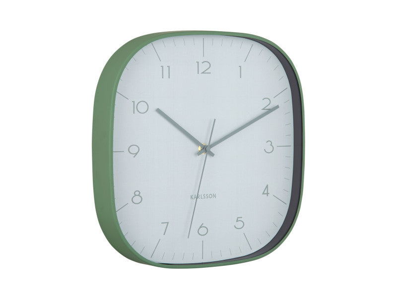 Karlsson Wanduhr – Analog, 29 × 29 × 4,3 cm, Grün, Aluminium