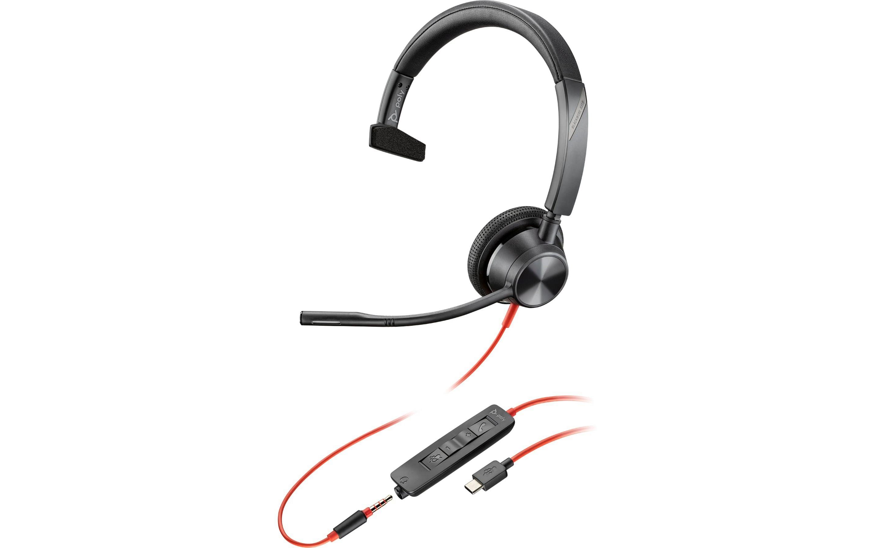 Poly Blackwire 3315 Office-Headset – On-Ear, Mono, Kabel, USB-C, 3,5 mm Klinke, ANC, Schwarz