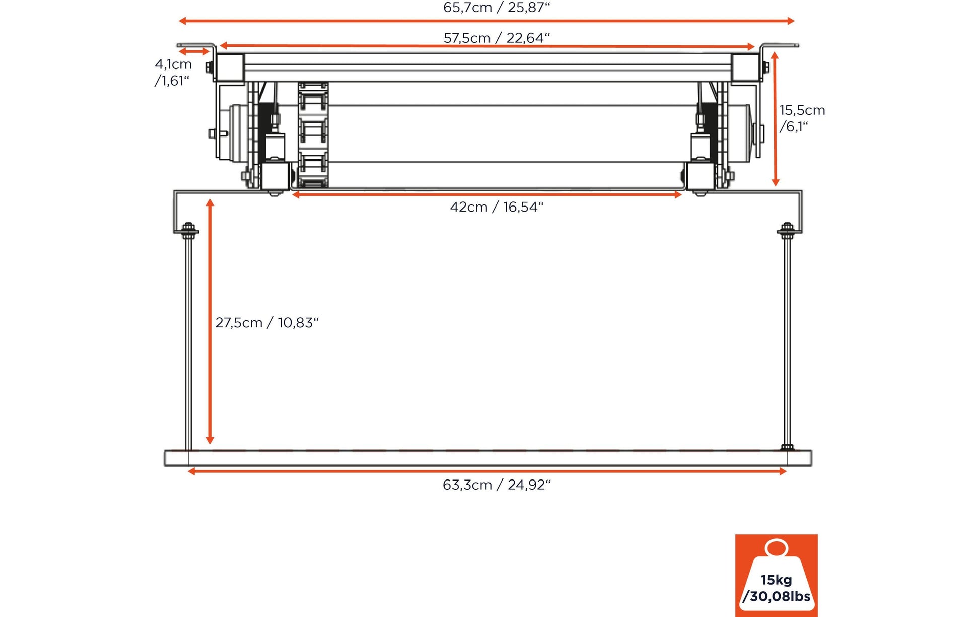 Celexon PL-2000 Plus Projektor-Deckenlift – Absenkung 0–196 cm, 30 kg, grau