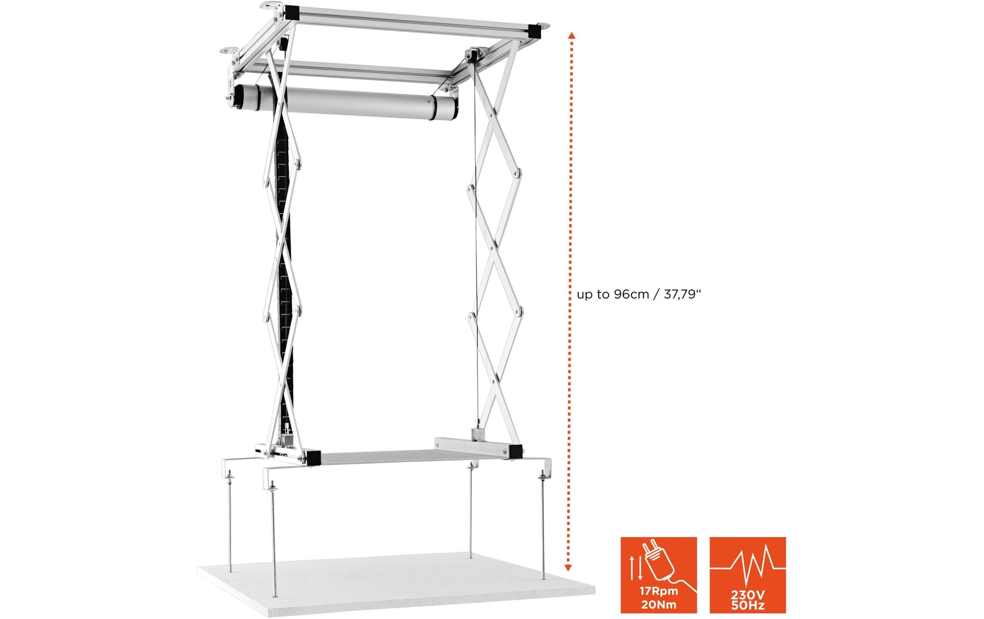 Celexon PL-1000 Plus Projektor-Deckenlift – Absenkung 0–96,0 cm, 30 kg, grau