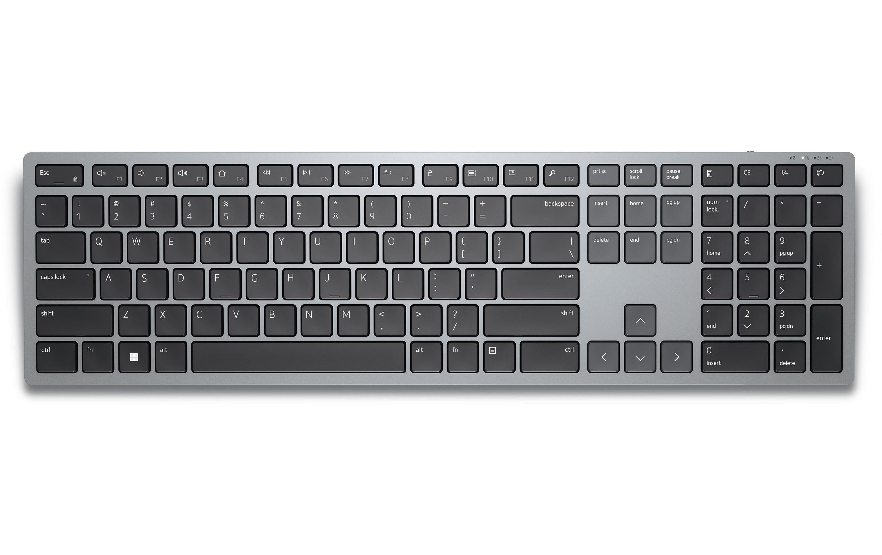 Dell KB700 – Tastatur, kabellos, DE-Layout (DE), Fullsize (mit Ziffernblock), Scherenmechanik, Grau