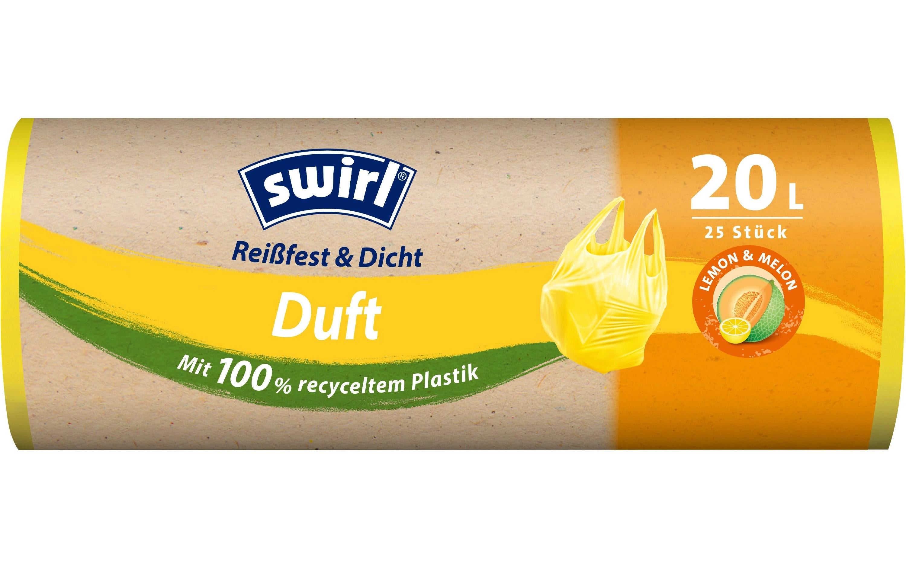 Swirl Kehrichtsack – 20 l, mit Zugband, PE, Gelb, 25 Stk