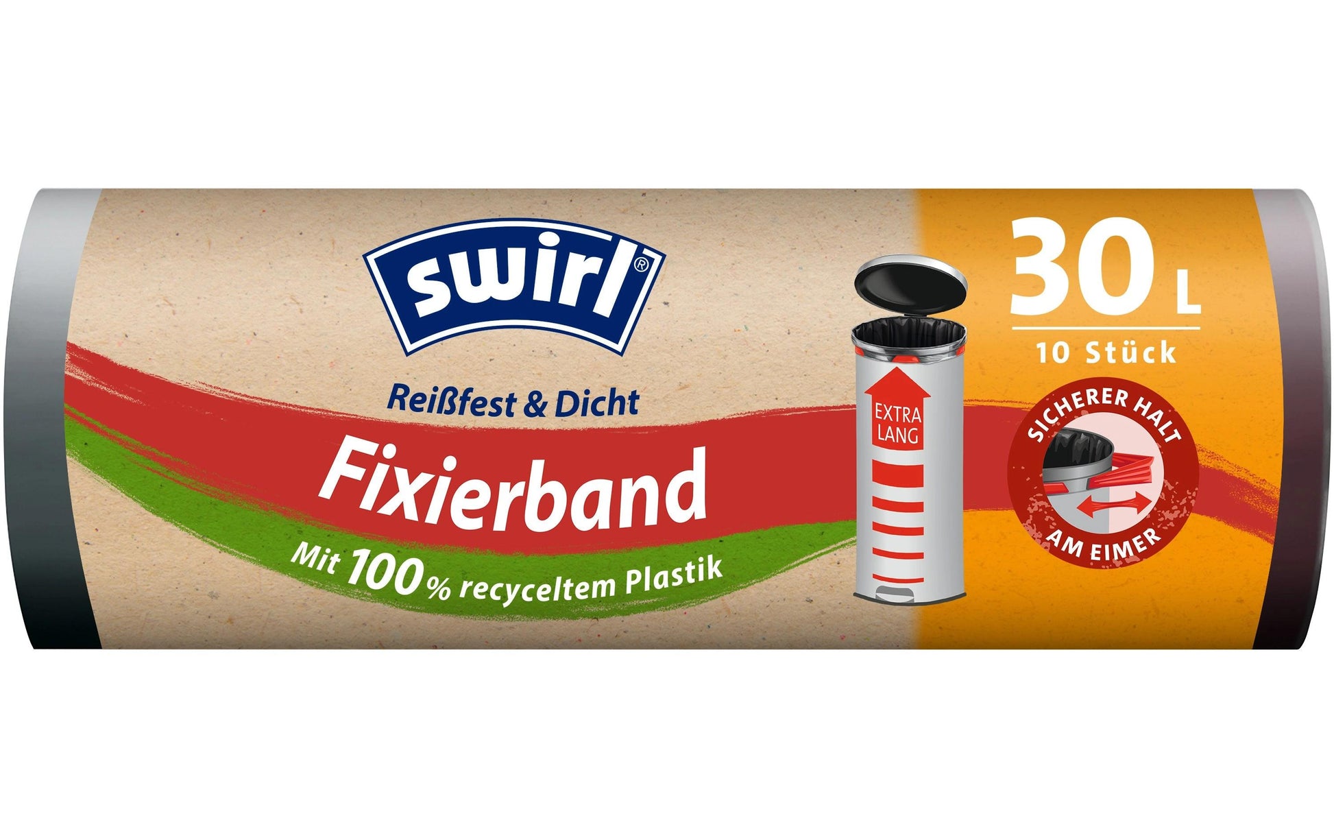 Swirl Kehrichtsack – 30 l, mit Zugband, PE, schwarz, 10 Stk