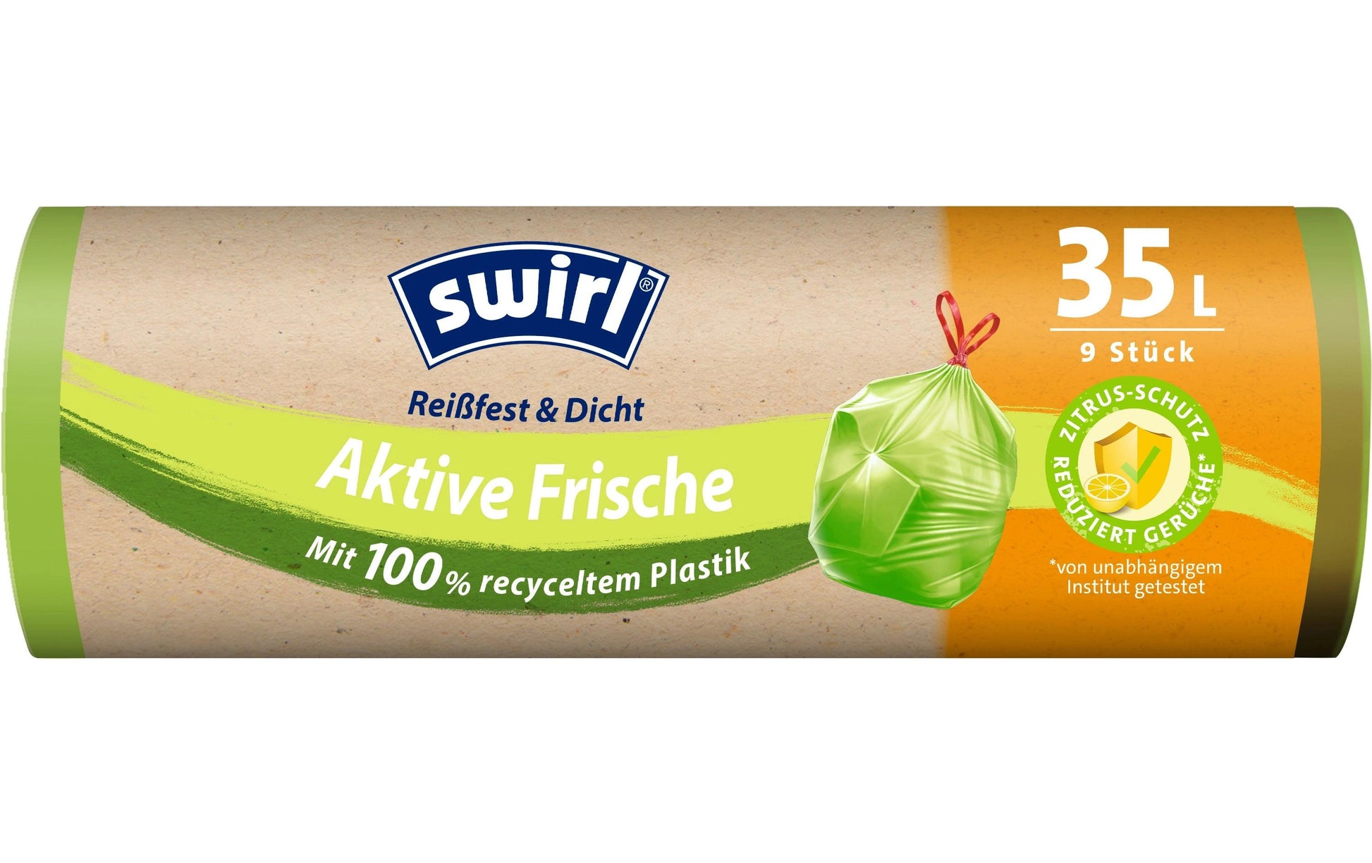 Swirl Kehrichtsack – 35 l, mit Zugband, PE, transparent, 550 × 630 mm, 9 Stk