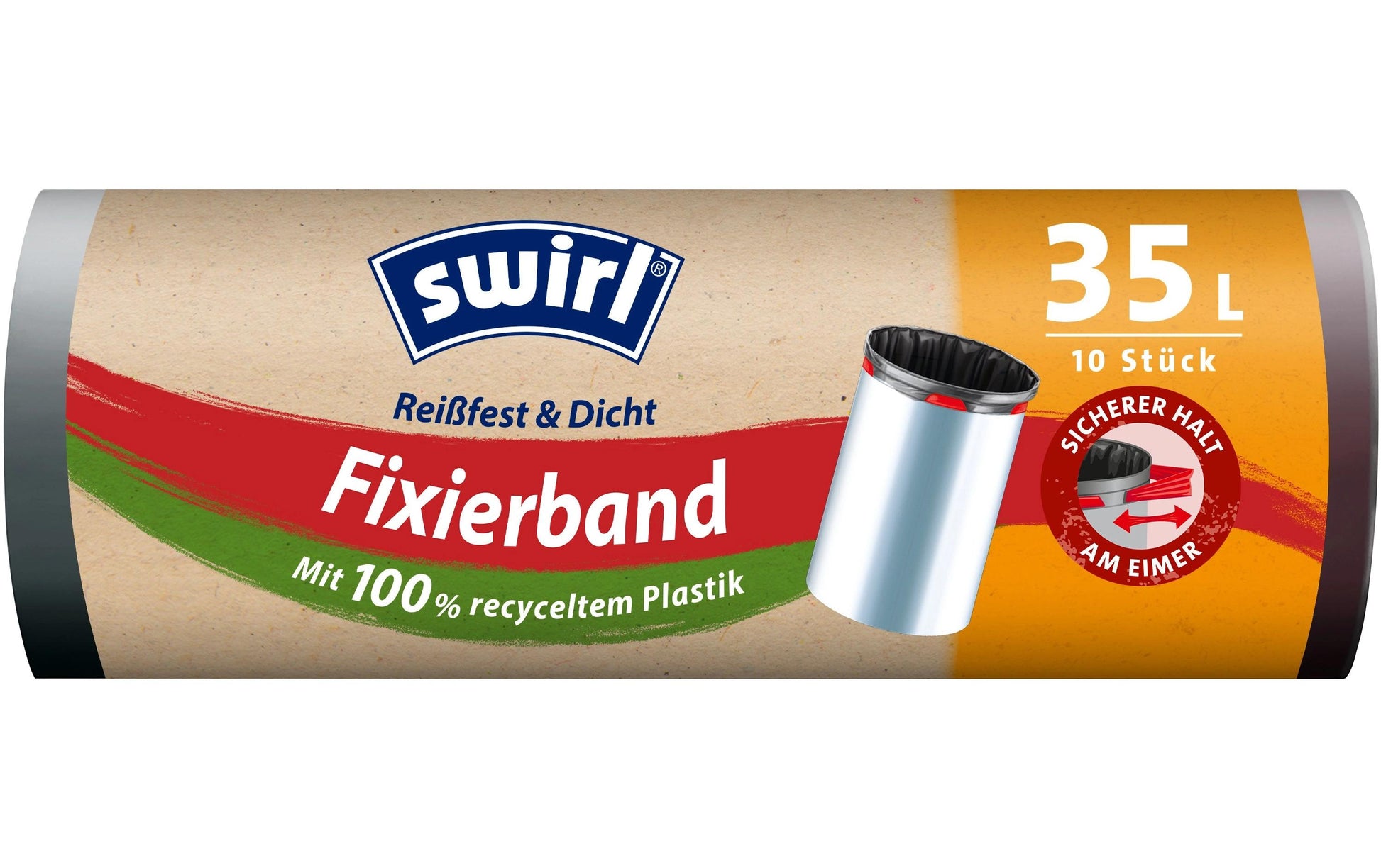 Swirl Kehrichtsack – 35 l, mit Zugband, PE, schwarz, 630 × 650 mm, 10 Stk