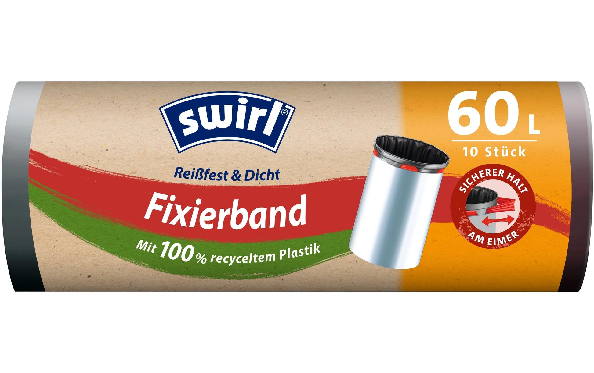 Swirl Kehrichtsack – 60 l, mit Zugband, Kunststoff, schwarz, 680 × 730 mm, 10 Stk