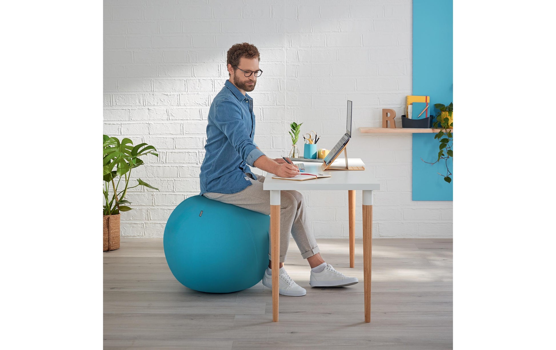 Leitz Sitzball Ergo Cosy Active – Ø 65 cm, 100 kg, sanftes Blau