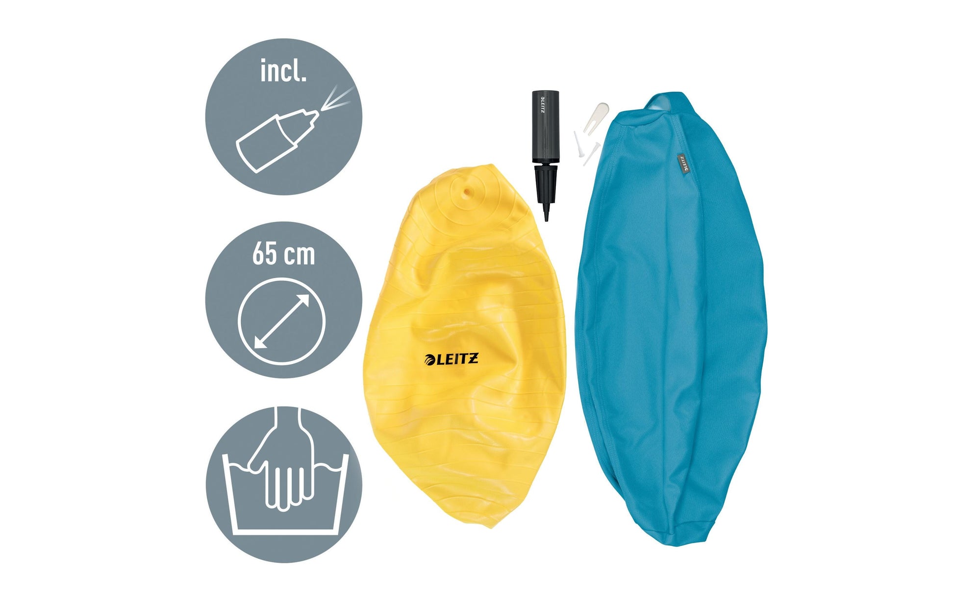 Leitz Sitzball Ergo Cosy Active – Ø 65 cm, 100 kg, sanftes Blau