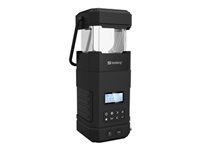 Sandberg Campingleuchte – 21 cm – IPX5 – Akku & Solar, Bluetooth – 10000 mAh, USB-C, Powerbank – Schwa
