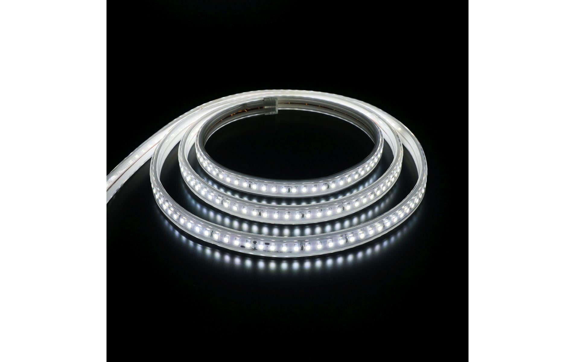 Elbro LED-Streifen Aussen K227056 – 50 m – 250 W – Kaltweiss, 4000 K – IP65 – Netzbetrieb – Transparent