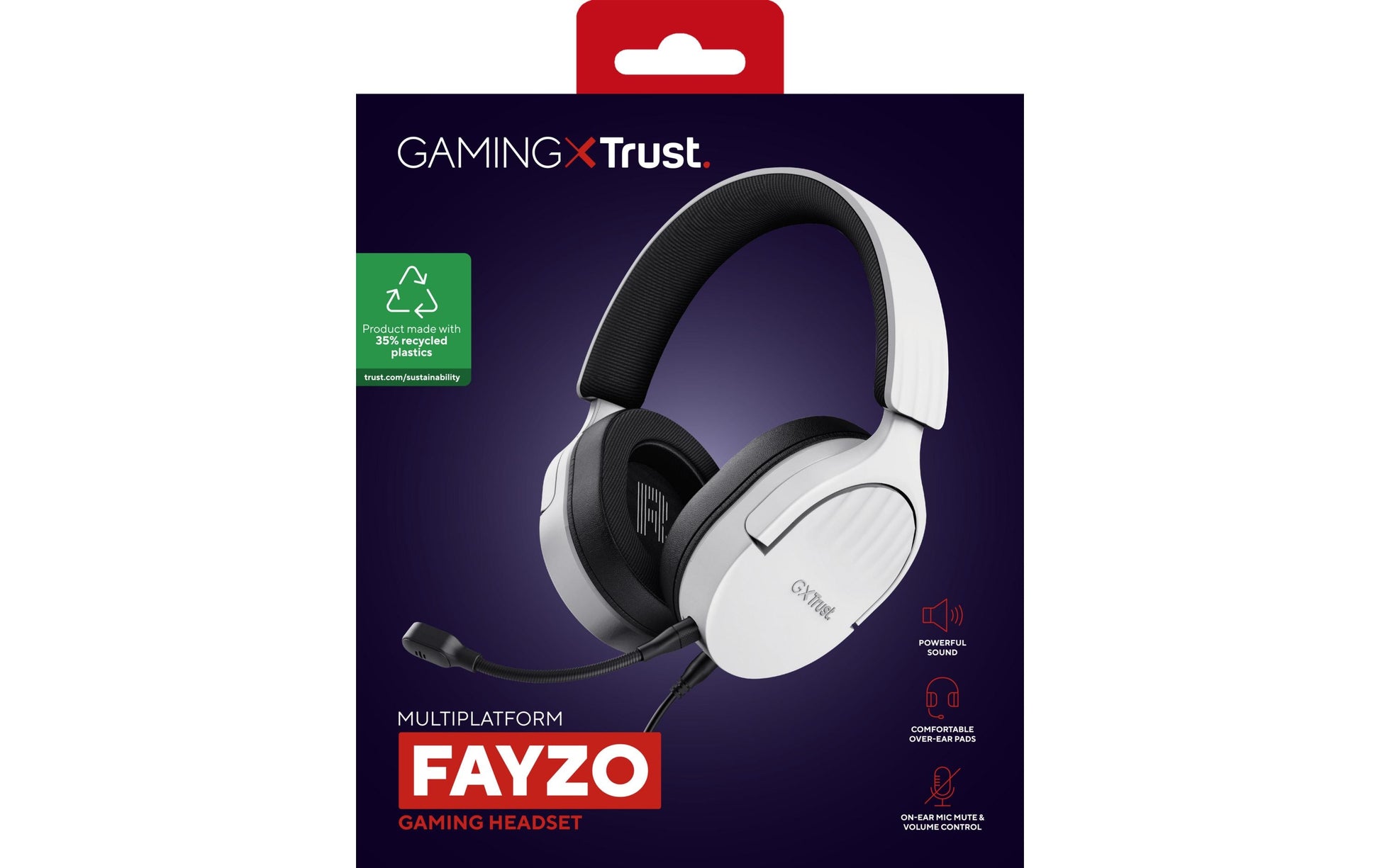 Trust GXT489 FAYZO Gaming-Headset – On-Ear, Stereo, Verkabelt, 3,5 mm Klinke, Weiss