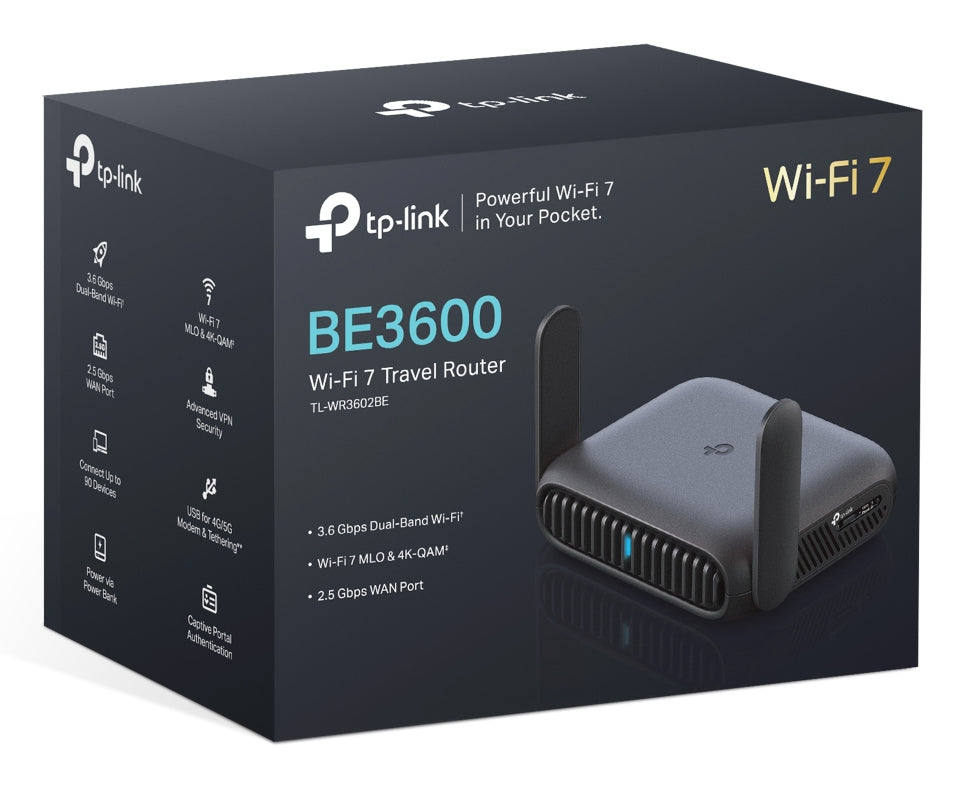 TP-Link TL-WR3602BE – WLAN-Router – Wi-Fi 7 Dual-Band (2,4/5 GHz), 3,6 Gbit/s, 2.5GbE