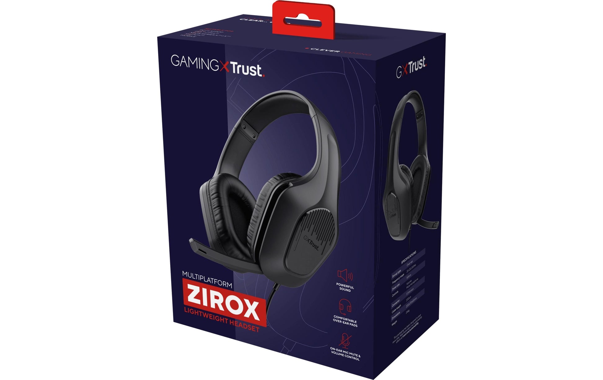 Trust GXT415 Zirox Gaming-Headset – Over-Ear, Stereo, Kabelgebunden, 3,5 mm Klinke, Schwarz