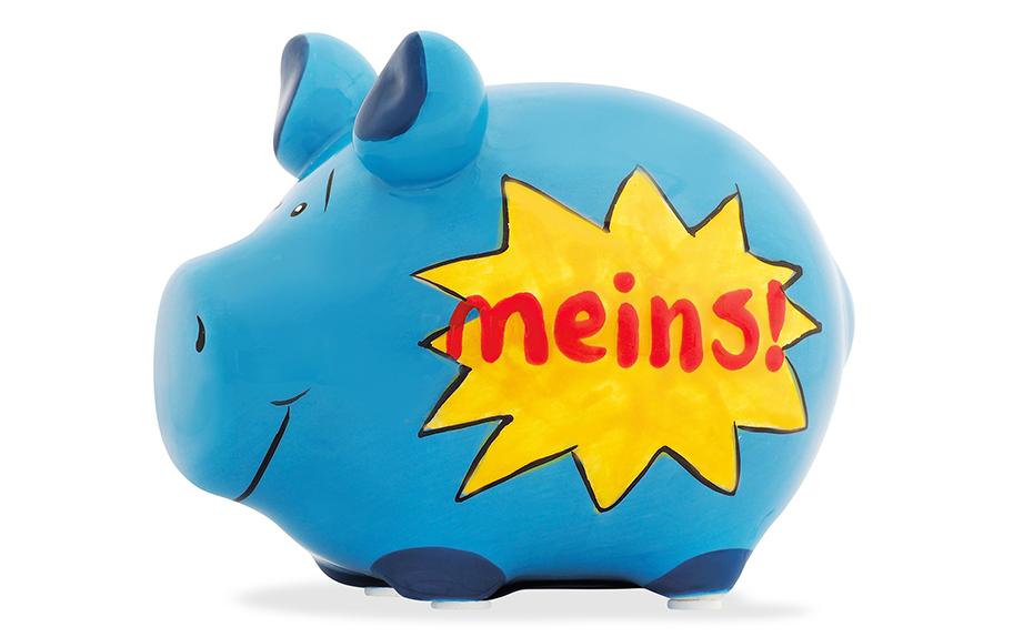 G. Wurm Spardose – Spruch – Keramik, Hellblau – 12,5 × 9 × 9 cm