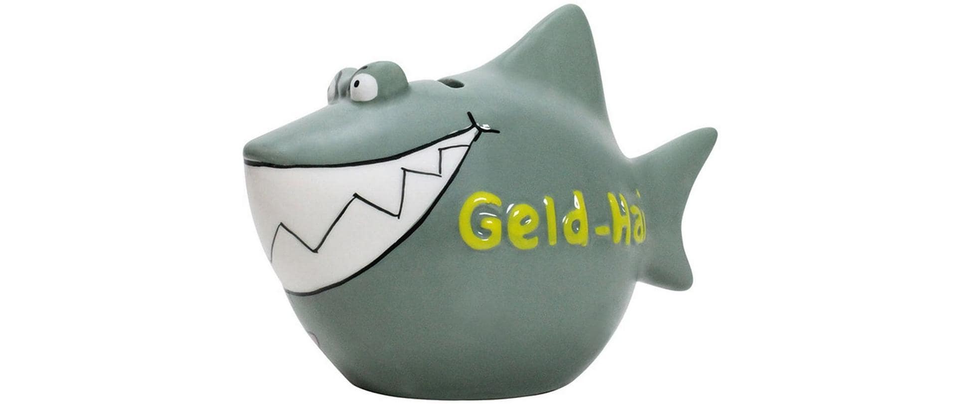 G. Wurm Spardose Hai – Keramik, Grau – 13 × 7,5 × 11 cm