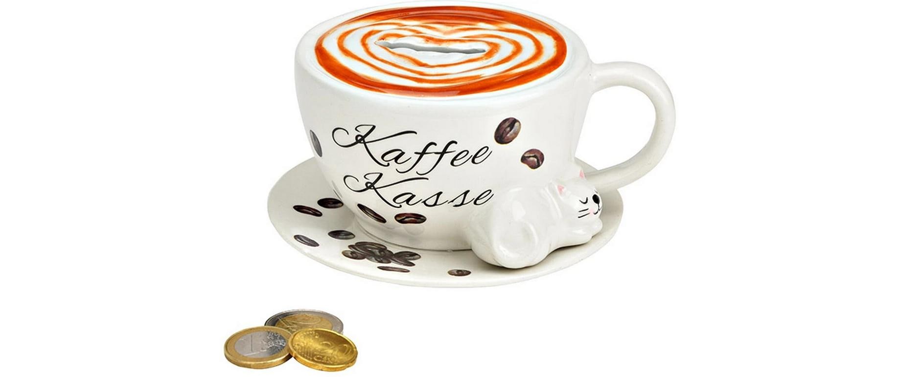 G. Wurm Spardose Kaffee – Keramik, Mehrfarbig – 14 × 13 × 8 cm