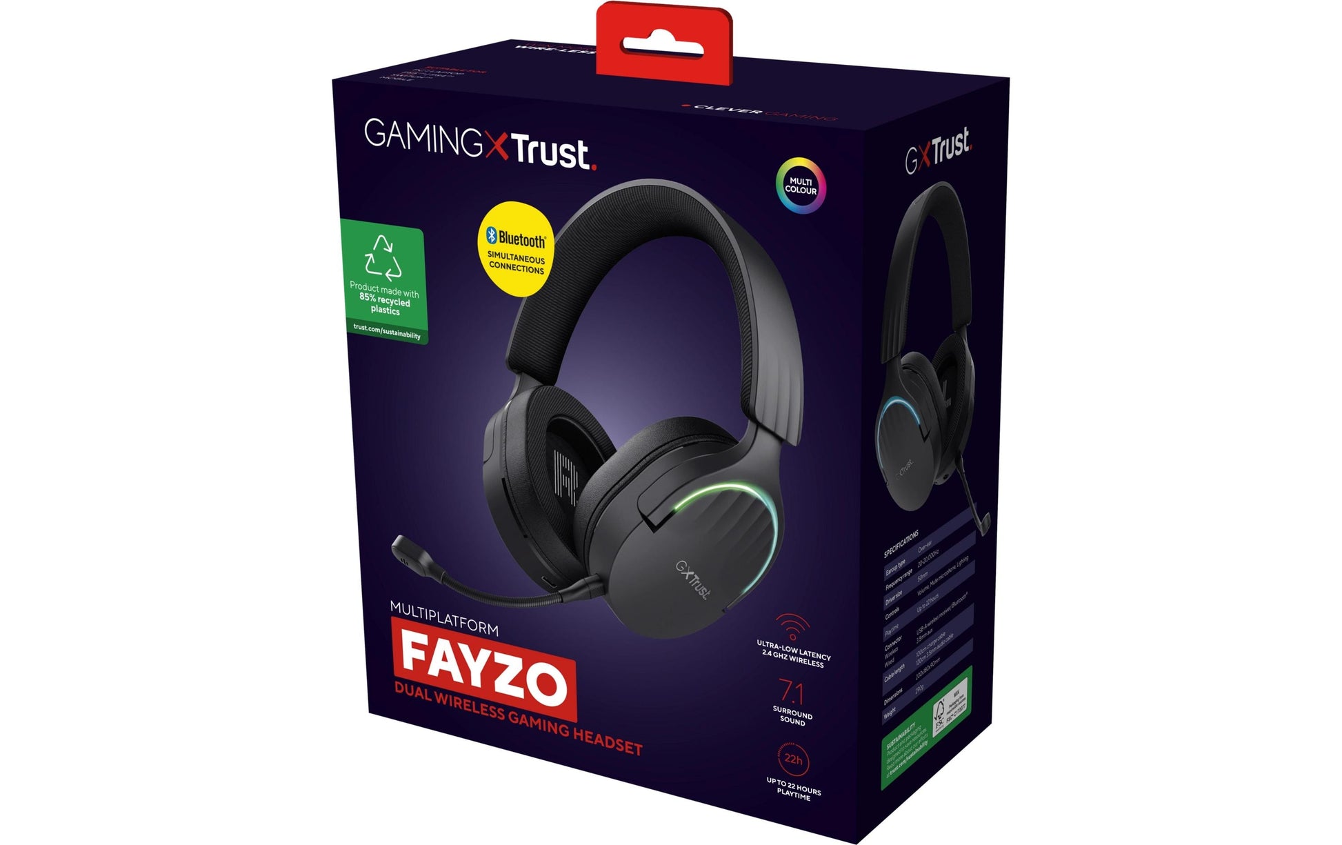 Trust GXT 491 FAYZO Gaming-Headset – Stereo, Kabel + BT, mit USB-A-Dongle, Schwarz
