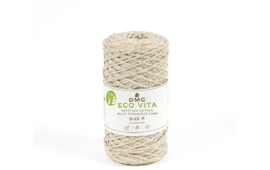 DMC Nova Vita 4 Metallic Garn Beige – 250 g, 200 m, Nadel 5 mm, 75% rCO/15% rPET/10% rLUR, 1 Stk.