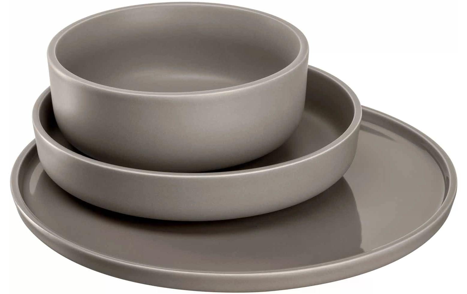 LEONARDO Speiseteller – Keramik, taupe, 12 Stück