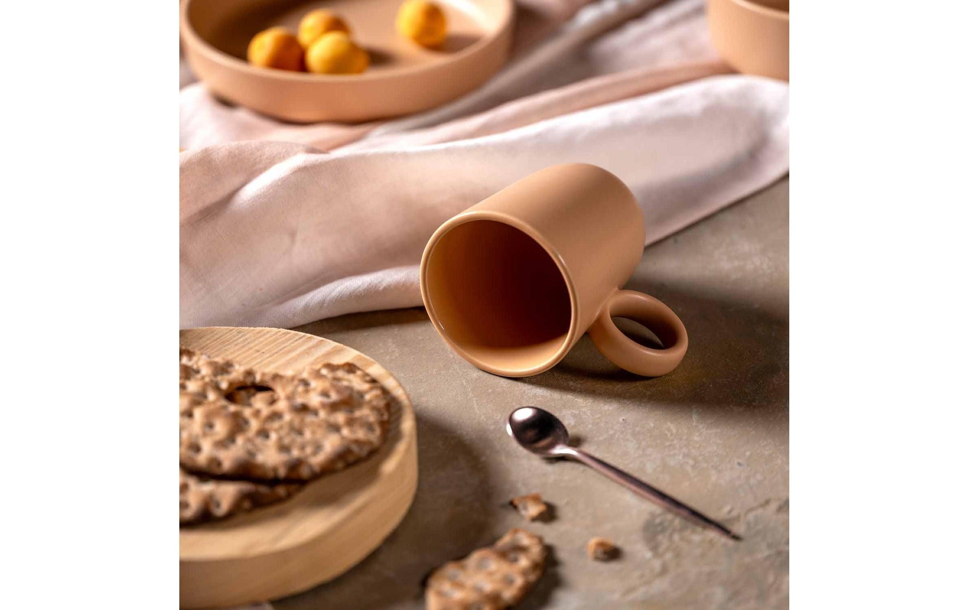 LEONARDO Roma Kaffeetasse – 0,40 l, Keramik, Orange, spülmaschinenfest, 6 Stück