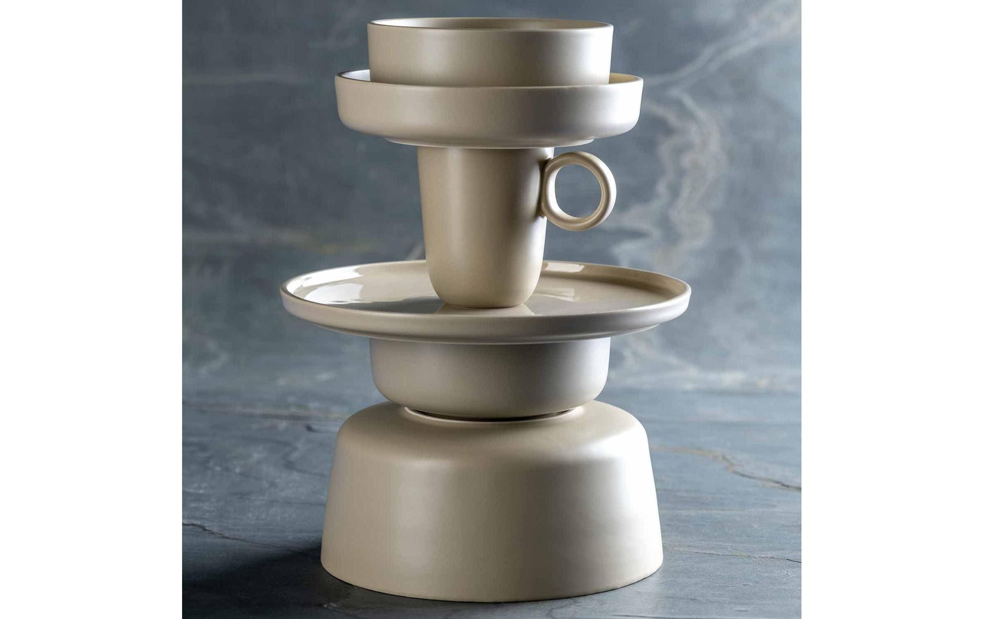 Leonardo Kaffeetasse – 0,40 l, Keramik, Beige, spülmaschinenfest, 6 Stück