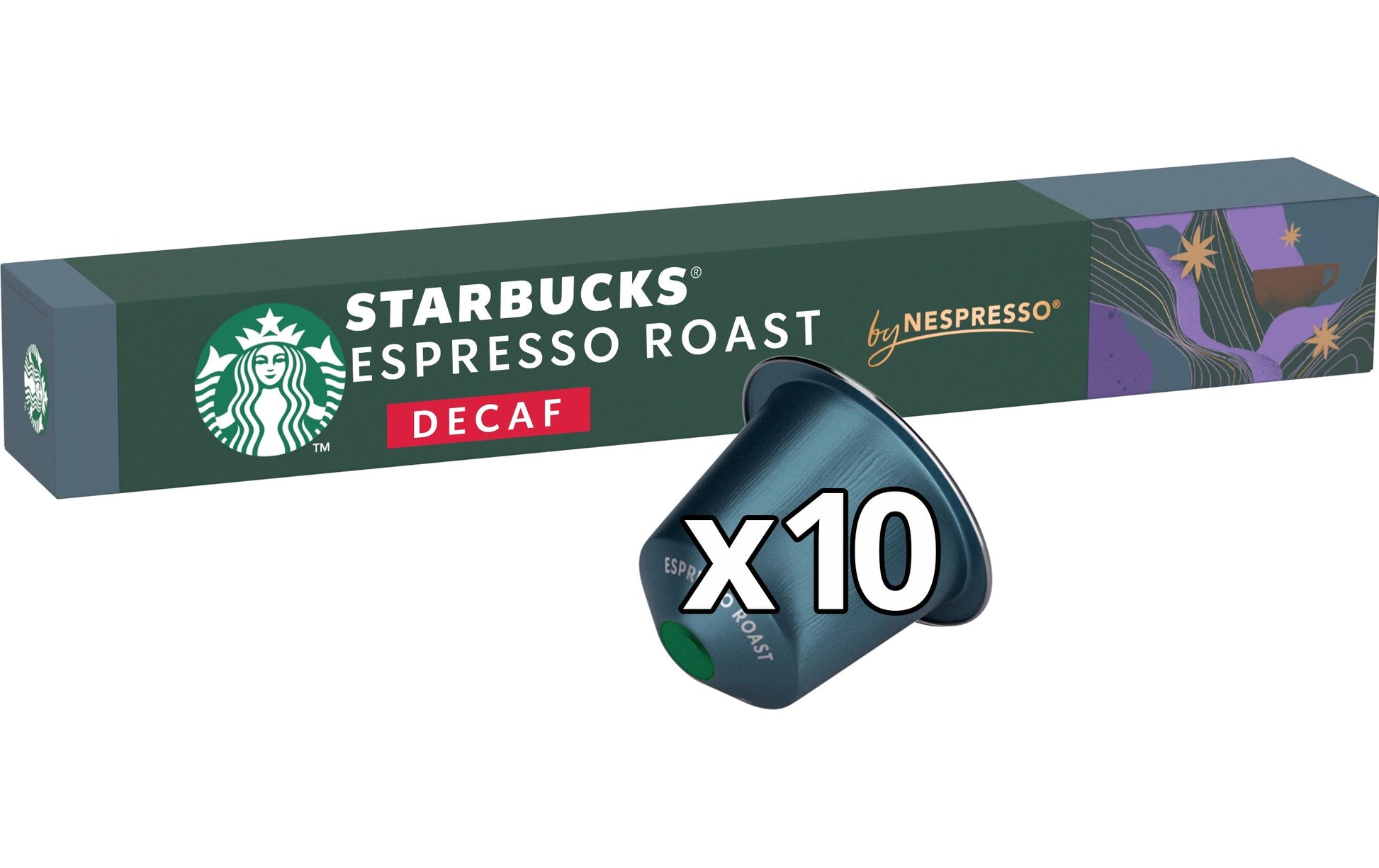 Starbucks Espresso Roast – Kapseln für Nespresso – Entkoffeiniert, Dunkel, 10 Kapseln