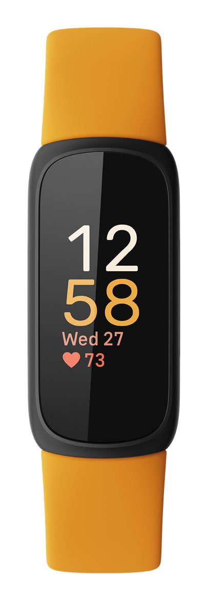 Fitbit Inspire 3 – Smartwatch – 39,3 mm, GPS, Bluetooth, AMOLED, 5 ATM, Morgensonne/Schwarz, Bandgrösse S/L