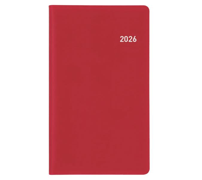 Biella Luzern Agenda – 1 Monat/2 Seiten, geheftet, 8,7 × 15,3 cm, 15 Monate Okt–Dez, 2026, Weinrot, PEFC