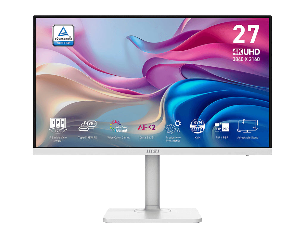 MSI MD272UPHW – Monitor, 27", IPS, 60 Hz, 400 cd/m², USB-C, Lautsprecher, VESA 75 × 75, Schwarz