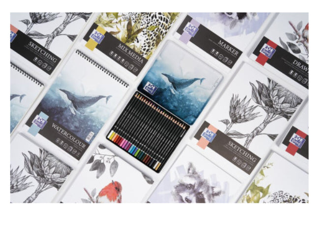 Oxford Aquarellblock – A4 – 300 g/m² – Spiralbindung – Weiss