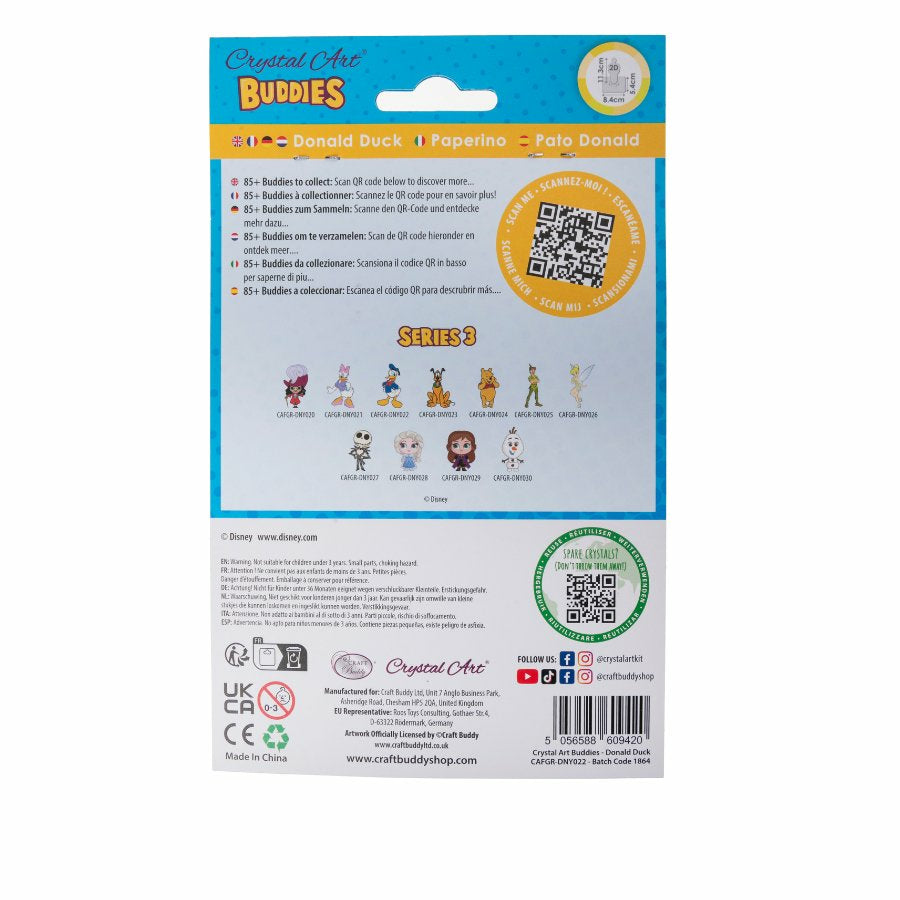 CRAFT Buddy Diamond-Painting-Set – Donald Duck – 8 × 11 cm – ab 6 Jahren