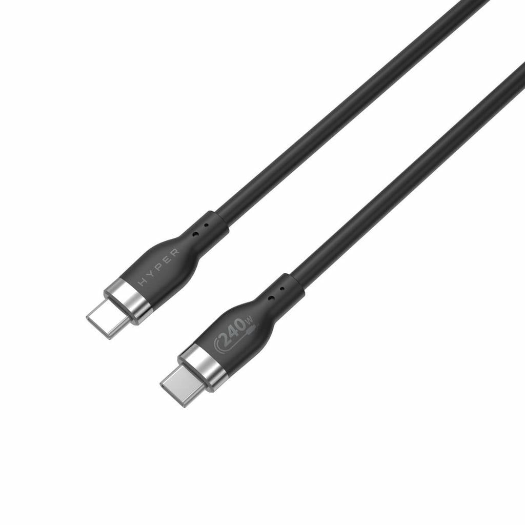 HYPER USB-C auf USB-C Kabel – USB 2.0 (480 Mbit/s) – 1 m – PD 240 W – Silikon, Schwarz