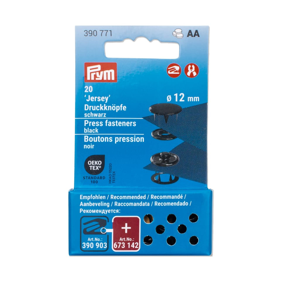 Prym Knöpfe Ø 12 mm – Messing, schwarz, 20 Stück
